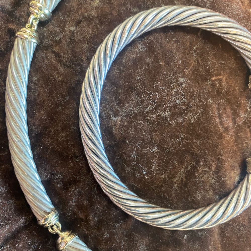 Authentic David Yurman bracelet and necklace. Two tone sterling and 14k gold.